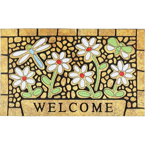 Door Mat Welcome Mat 24 x 36 Inch Front Door Mat Outdoors for Home Entrance Outdoors Mat for Outside Entry Way Doormat Entry Rugs, Heavy Duty Non Slip Rubber Back Low Profile, Dragonfly