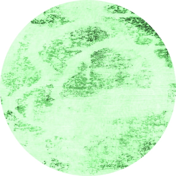 Ahgly Company Indoor Round Abstract Emerald Green Modern Area Rugs, 8' Round