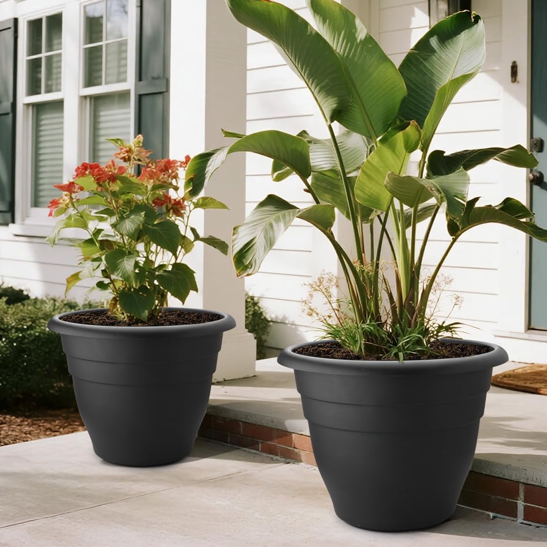 5 Pack 10 Inch Plant Pots Lightweight Planters with Drainage Holes Durable Indoor Outdoor Flower Pots for Garden Patio Home Decor