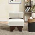 thumbnail image 3 of LuxenHome Upholstered White Modern Armless Accent Chair, 3 of 10