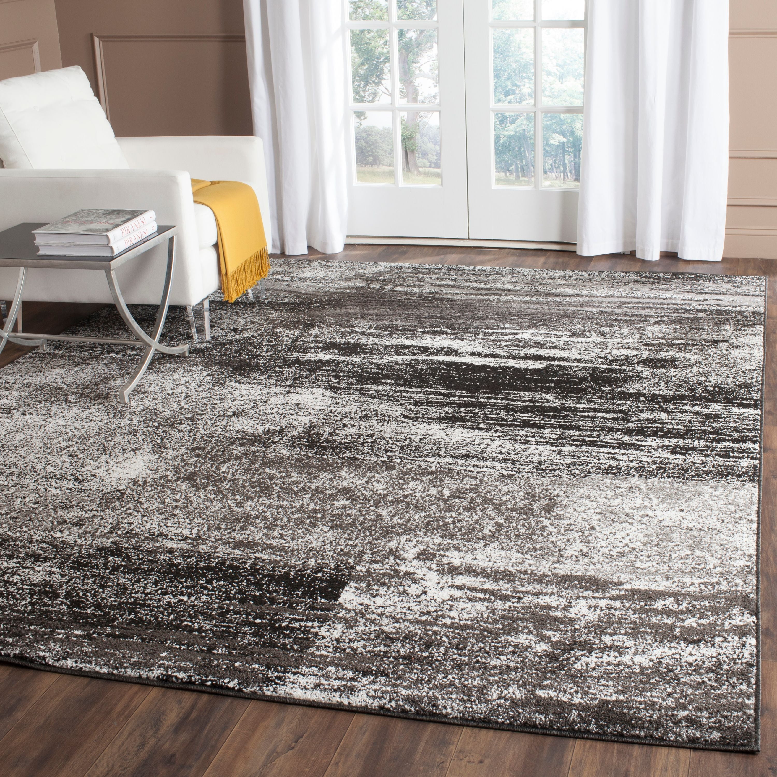 Photo 1 of SAFAVIEH Adirondack Rudyard Abstract Area Rug, Silver/Black, 8' x 10'