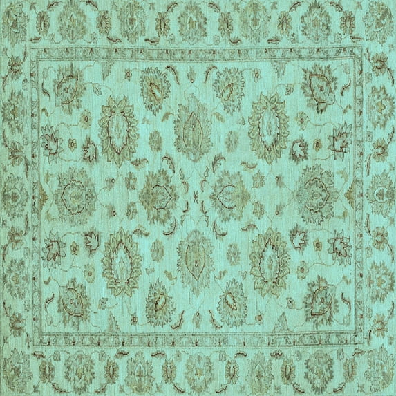 Ahgly Company Indoor Square Oriental Light Blue Traditional Area Rugs, 8' Square
