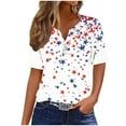 thumbnail image 2 of 4th of July T Shirts for Womens Summer Tops 2025 Trendy Going Out Tshirts 3/4 Length Sleeve Blouses Dressy Casual Floral Printed Crewneck Pullovers Elegantes Para Mujer Para Fiestas, 2 of 6