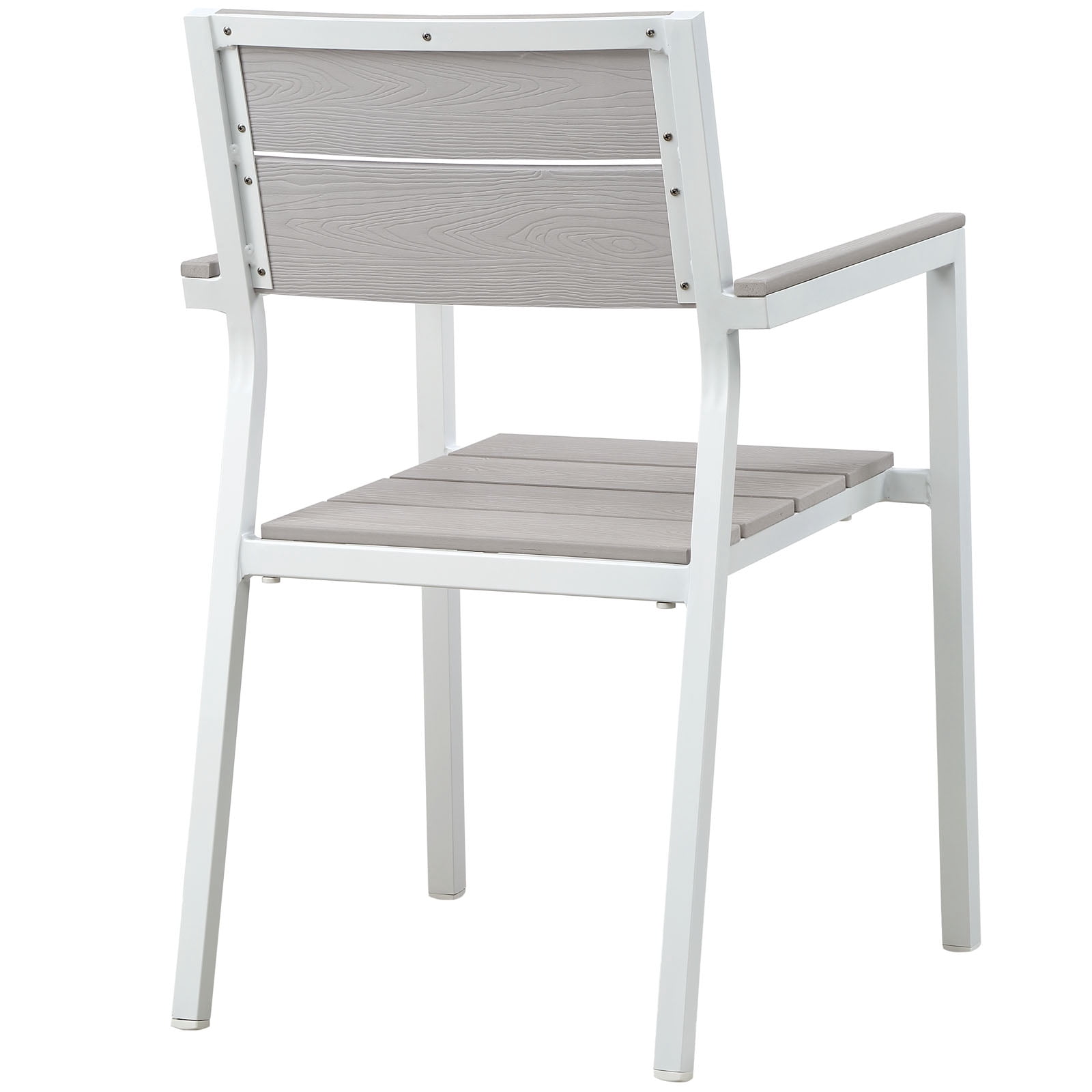 Modway Maine 17.5" Modern Aluminum Outdoor Armchair in White/Light Gray