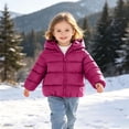 thumbnail image 5 of Girls Solid Hooded Padded Jacket Zip up Long Sleeve Quilted Coat Thick Warm Winter Outerwear for Toddler Little Girls Daily Outdoor Wear Wine 18 Months, 5 of 9