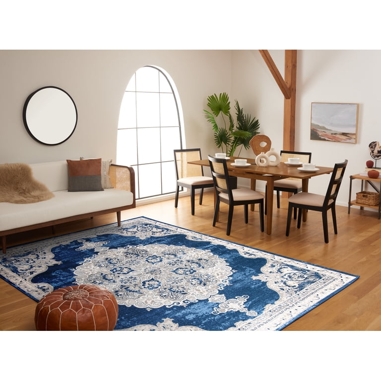 SAFAVIEH Brentwood Cahal Oriental Area Rug, Navy/Light Gray, 6' x
