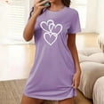 thumbnail image 2 of Tnhcen Robe de Nuit Grande Taille Été Soie de Lait Design Brossé Double Face Manches Courtes Col Rond Imprimé Dessin Animé Mignon Polyester Spandex Extensible P-2TG pour la Maison, 2 of 5