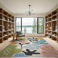 thumbnail image 2 of ODIKA 9'x12' Pastel Floral Elegance with Golden Garden Washable Area Rug Contemporary Botanical Motifs in Soft Hues for Dining Room, Basement, Large Office, Non-Slip Chair-Friendly, 2 of 7