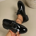 thumbnail image 2 of Women's Wide Width British-Style Oxford Shoes, Patent Leather Lace-Up Low Heel Comfortable Work Shoes for Spring & Summer, Multi-Color, 2 of 10