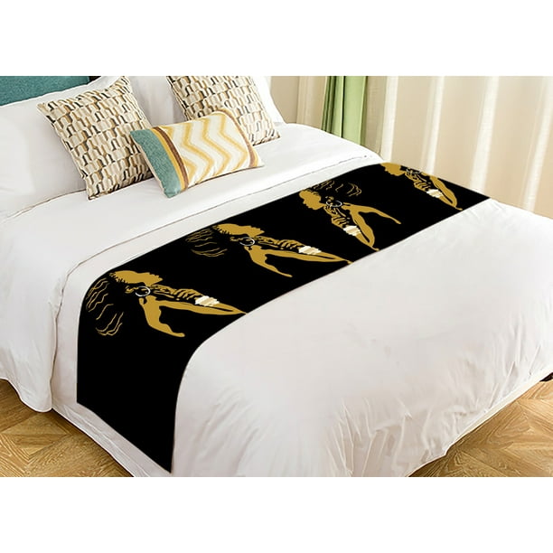 GCKG African Woman Super Bed Decoration Bed Runner Bedding Scarf 20x95
