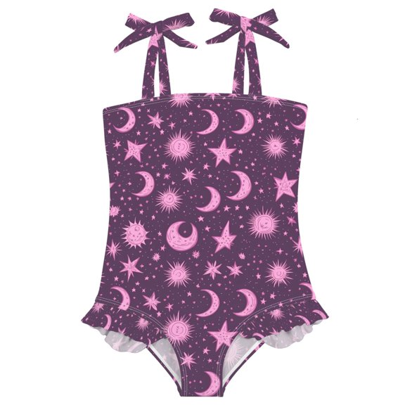 joogoo Girls Swimsuit with Stars Boho Moon Print One-Piece Swimwear Bathing Suit 2 Years