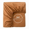 thumbnail image 5 of MooMee 100% Washed Cotton Queen Fitted Sheet Only Linen Like Textured Extra-Deep Pocket Breathable Soft 1-Piece(Burnt Orange, 60" x 80"), 5 of 6