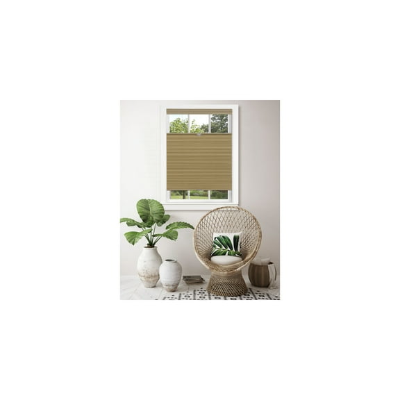 HomeStock Visions Honeycomb Cellular Shade 27x64 - Wheat, Cordless Top Down Bottom Up, Light Filtering Inch Pleats, Insulating, Non-Woven Polyester Fabric, Easy Care