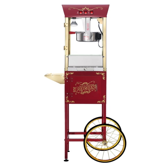 Great Northern Popcorn 8oz Matinee Popcorn Machine with Cart, Red