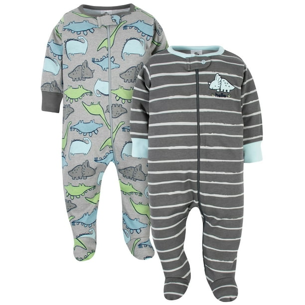 Gerber Gerber Newborn Baby Boys Organic Cotton Sleep 'N Play Footed Pajamas, 2Pack (0/3M6/9M