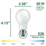 Philips Ultra Efficient LED 60-Watt A19 Light Bulb, Daylight, Frosted, Dimmable, E26 Base (4-Pack)