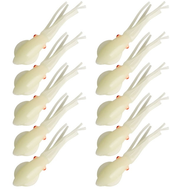 Soft PVC Lumineux Artificiel Réaliste Calmar Pêche Leurre Poisson Appât Swimbait (10pcs 8.5cm)