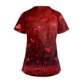 thumbnail image 3 of Valentines Scrubs Top for Women Loose Criss Cross V Neck Cute Love Hearts Graphic Scrub Shirts Casual Short Sleeve Scrubs Medical Nurse Uniform Nursing Workwear with Pockets Deep Red M, 3 of 4