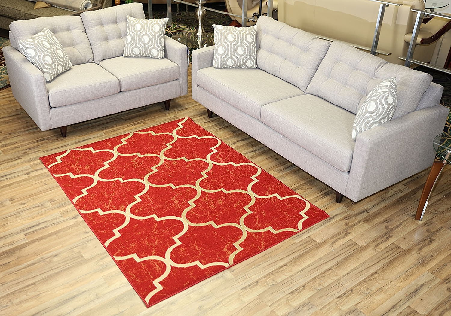 Trellis Design Printed Slip Resistant Rubber Back Latex Runner Rug and