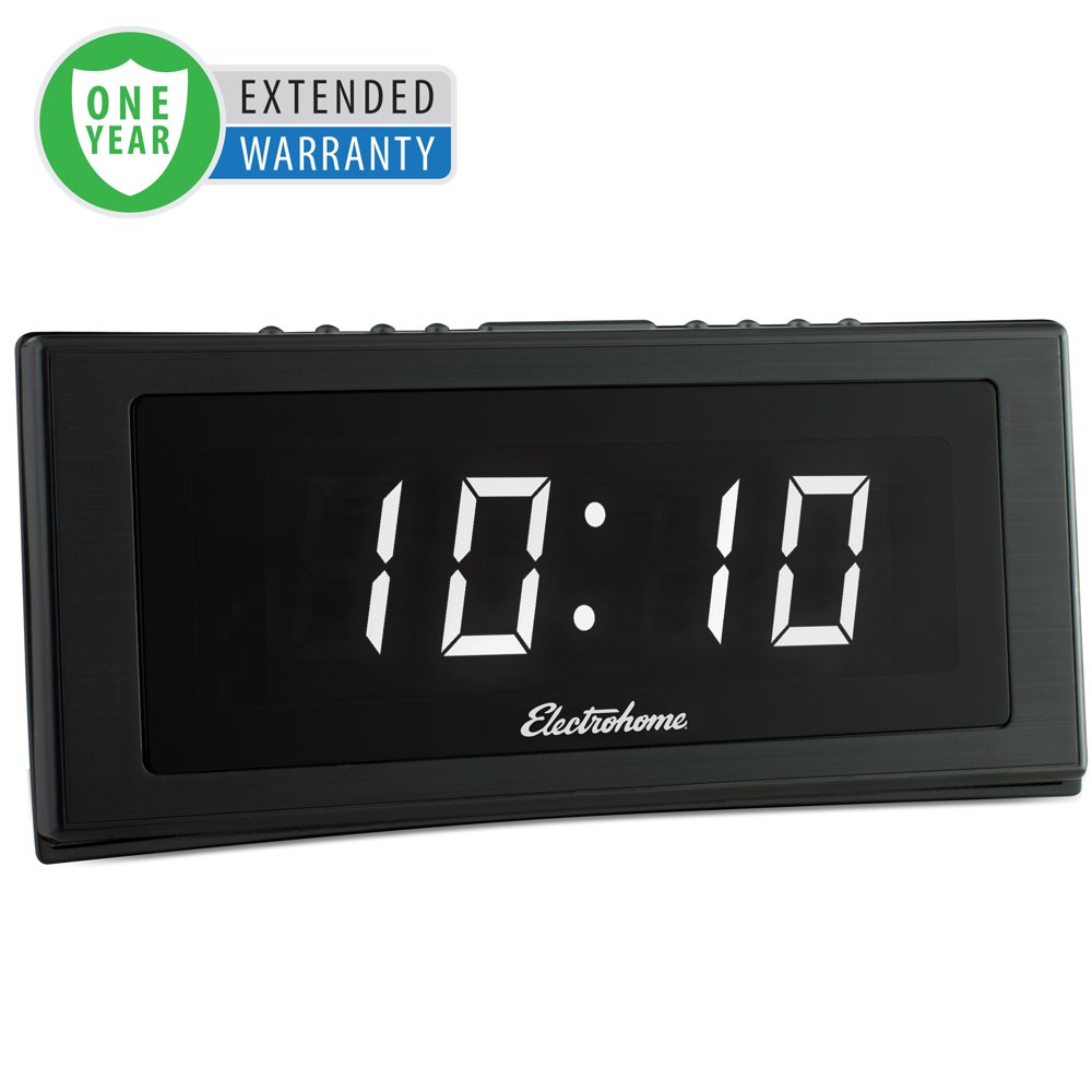 Electrohome 1.8" Jumbo LED Alarm Clock Radio with Battery Backup, Auto