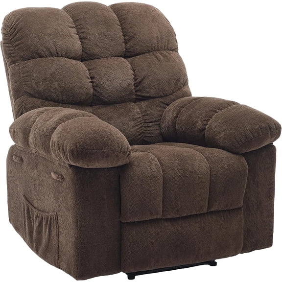 Electric Rocking Recliner Chair with 360° Swivel - High Back Glider, Upholstered Teddy Fabric Single Sofa for Living Room & Nursery