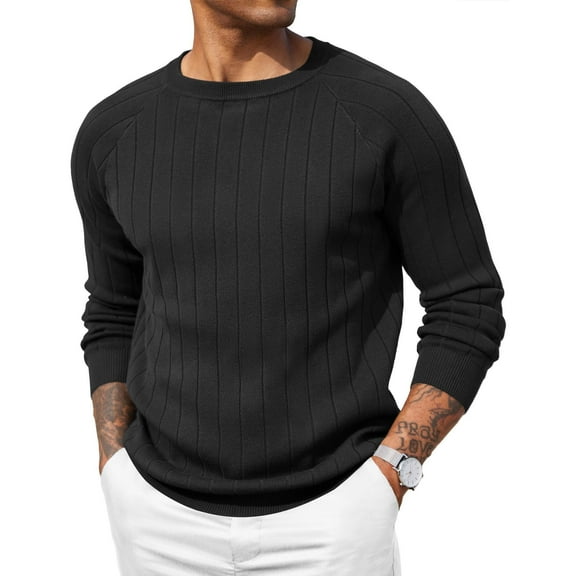 COOFANDY Men Dress Sweater Slim Fit Business Casual Pullover Sweater Long Sleeve Crew Neck Sweater