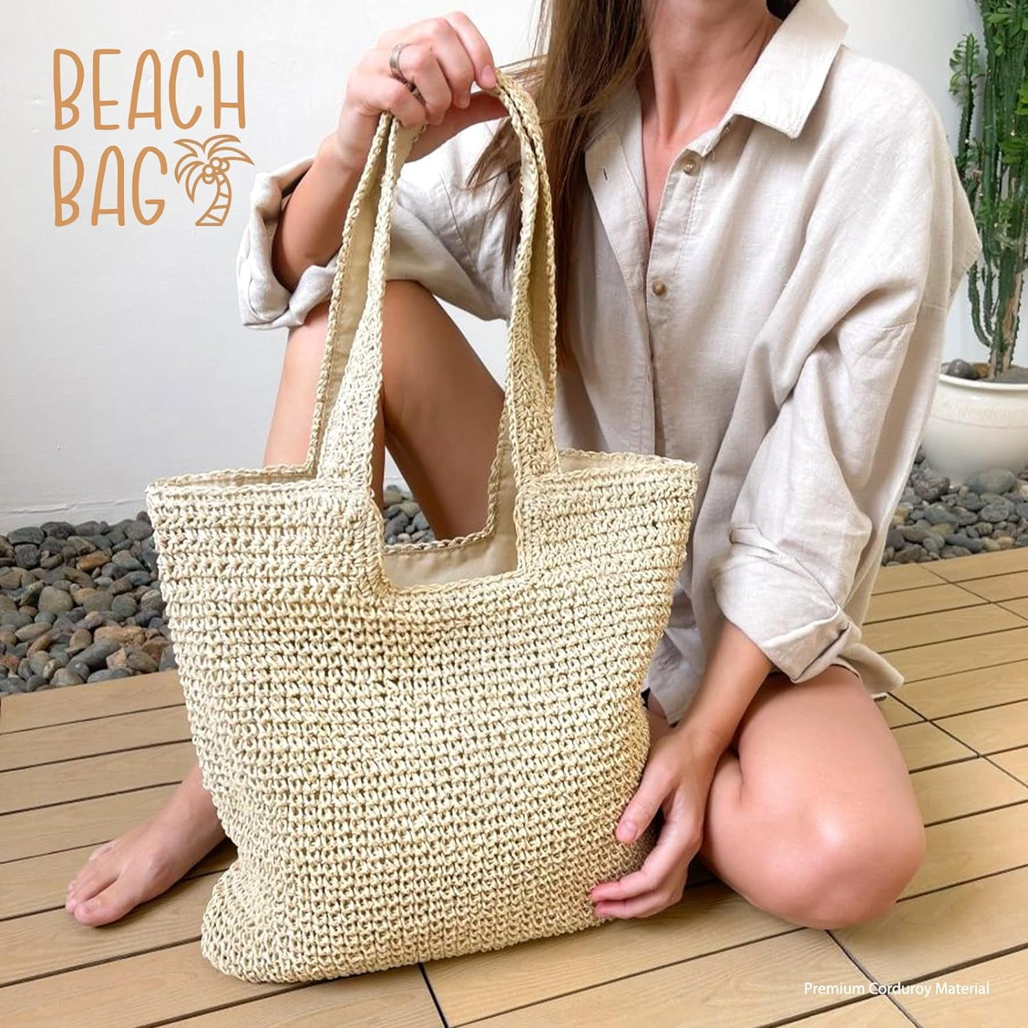 Gocvo Straw Beach Bag for Women