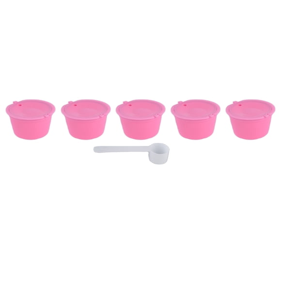 Taza de filtro de café reutilizable con cápsula de café de 50ml con cuchara para máquina de café DOLCE GUSTO, 5 uds., color rosa