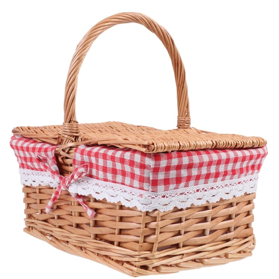 Minkissy Picnic Basket Straw Assorted Color 1Pcs 12.2X8.1X12.6In