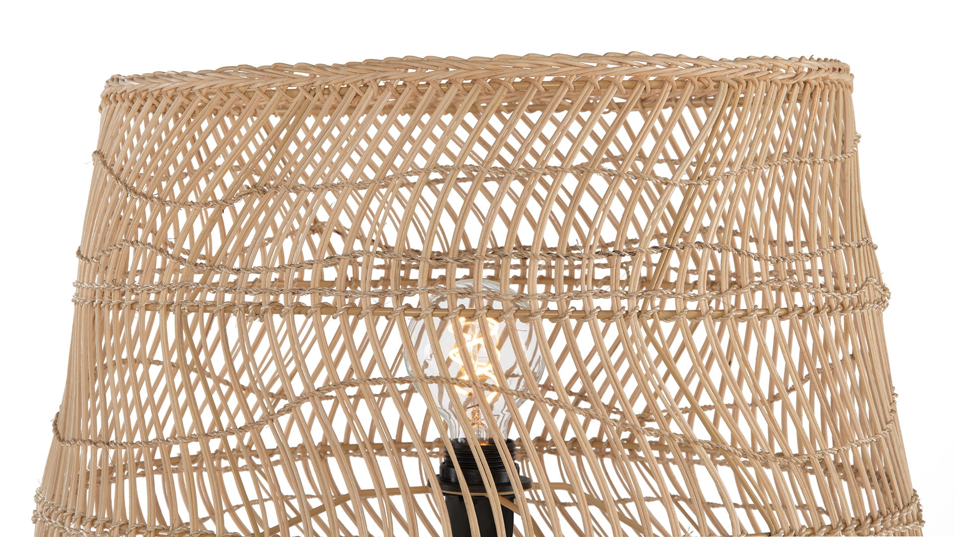 Rattan Boho With LED Bulb, Farmhouse Rustic Floor Lamp, Standing Lamp For Living Room, Bedroom