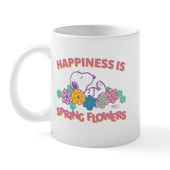 CafePress - Snoopy Flowers Mug - 11 oz Ceramic Mug - Novelty Coffee Tea Cup