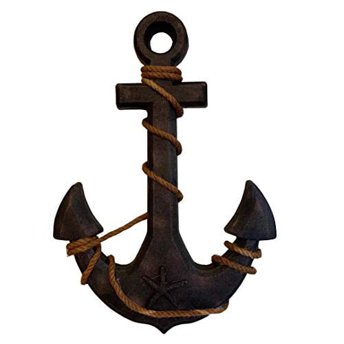 Nautical Rustic Wooden Anchor with Rope Crosses Wall Art Decor 