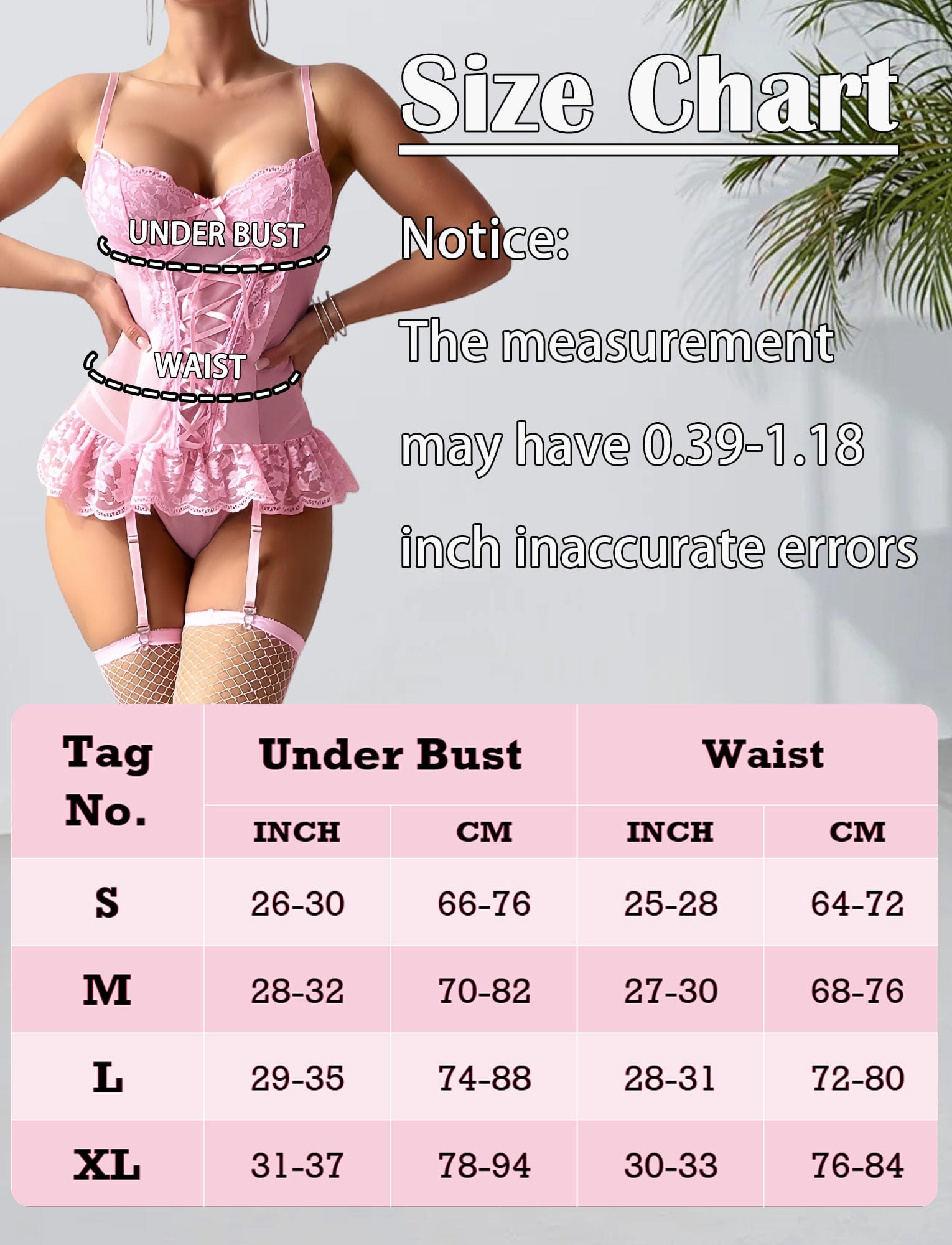 Ausing Garter Lingerie for Women Floral Lace Babydoll Bodysuit Bra and Panty Set with 1Pair Fishnet Stocking 3 Pieces