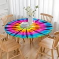 thumbnail image 3 of Rainbow Tie Dye Mandala Pattern Round Fitted Tablecloth with Elastic Edge,Dining Table Cover Waterproof,Outdoor Round Tablecloth for Camping,Dining,Indoor and Outdoor, 3 of 7