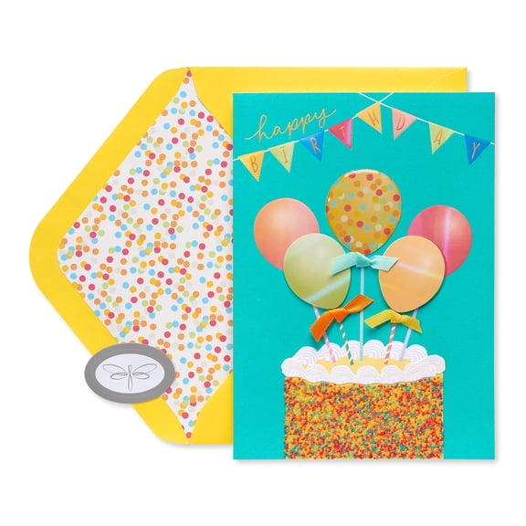 Papersong Premium Birthday Card (Balloon Birthday Cake w Banner)