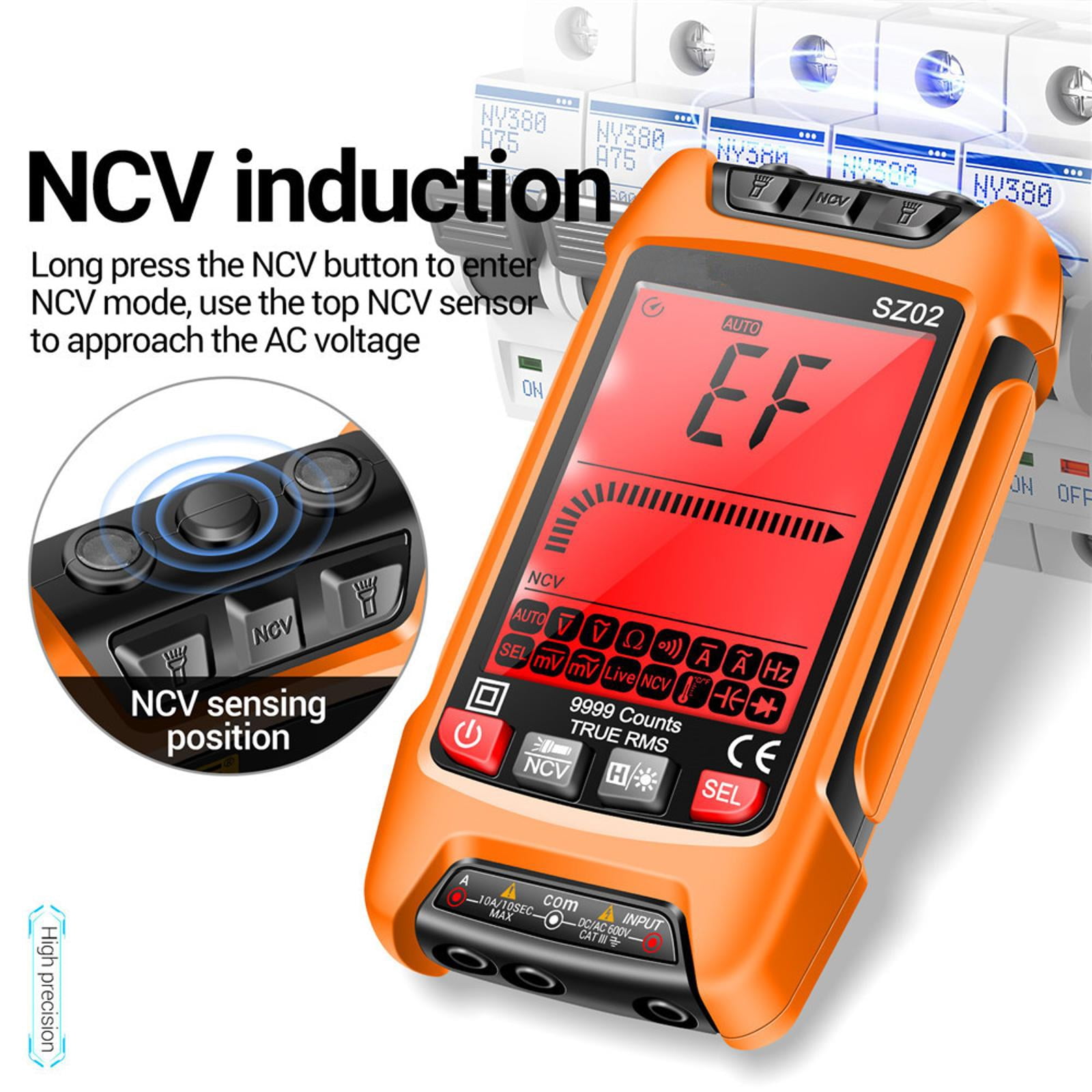 Elec Multimeter with Backlit Screen, AC/DC Current Voltage Resistance