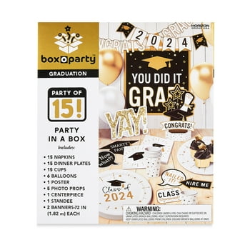 Box O Party 2024 Graduation Party In a Box, 61-Piece Paper Set