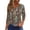 Cyan, variant on Women's Vintage Print V-Neck T-Shirt Featuring Button Detail and 3/4 Sleeve, Perfect for Casual Wear, Spring Fall Season, Weekend Activities, and Retro Style,Navy S