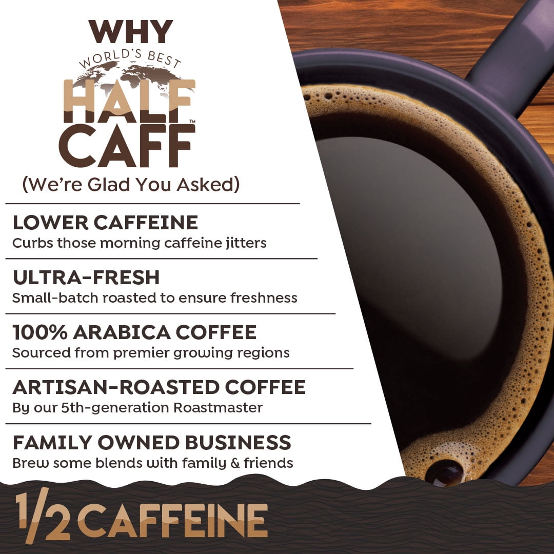 World's Best Half Caff Dark Roast Coffee Pods, Compatible w/ K-Cup Brewers, 100ct