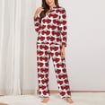 thumbnail image 2 of Fuzoiu Cute Red Crab Print Women's Long-Sleeved Pajama,Lounge Button Down Nightwear,Womens Notch Collar Pajama Set-X-Large, 2 of 7