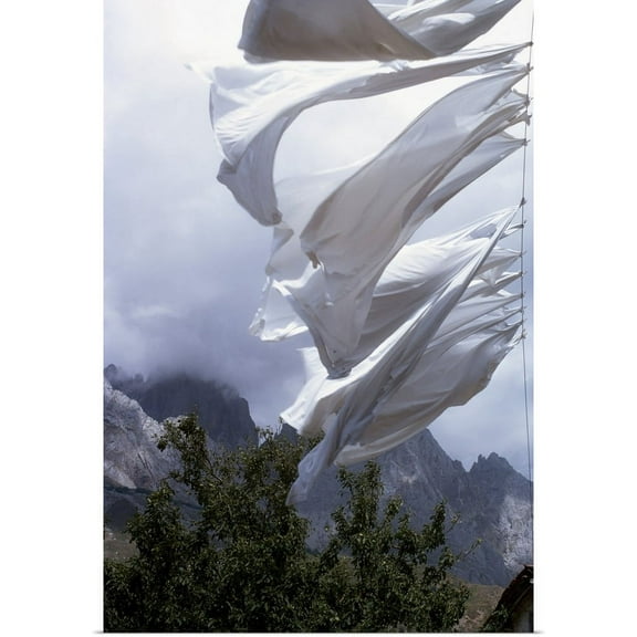 Great BIG Canvas | "Washing On A Clothing Line" Art Print - 24x36