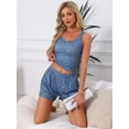 thumbnail image 3 of DARING DIVA Women's Ruffle Trim  Ruffled Camisole Tank Top and Shorts Pajamas Set L Blue, 3 of 7