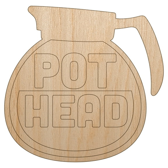 Pot Head Coffee Wood Shape Unfinished Piece Cutout Craft DIY Projects - 4.70 Inch Size - 1/8 Inch Thick