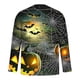thumbnail image 4 of Blusas y camisas de manga larga con cuello redondo para hombre, estilo casual, cuello redondo, manga larga, camiseta estampada de Halloween, blusas, blusas de poliéster para hombre., 4 of 5