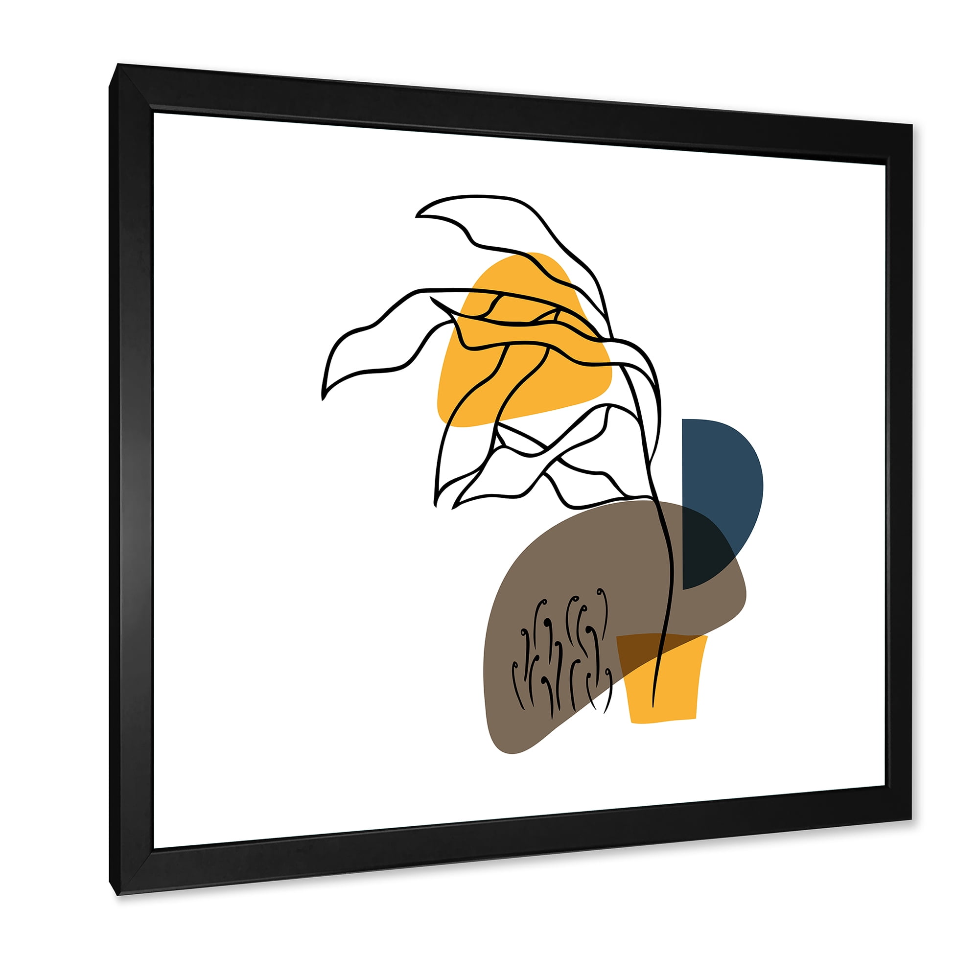 Designart 'Abstract Minimal Shapes Under Flowers V' Modern Framed Art Print