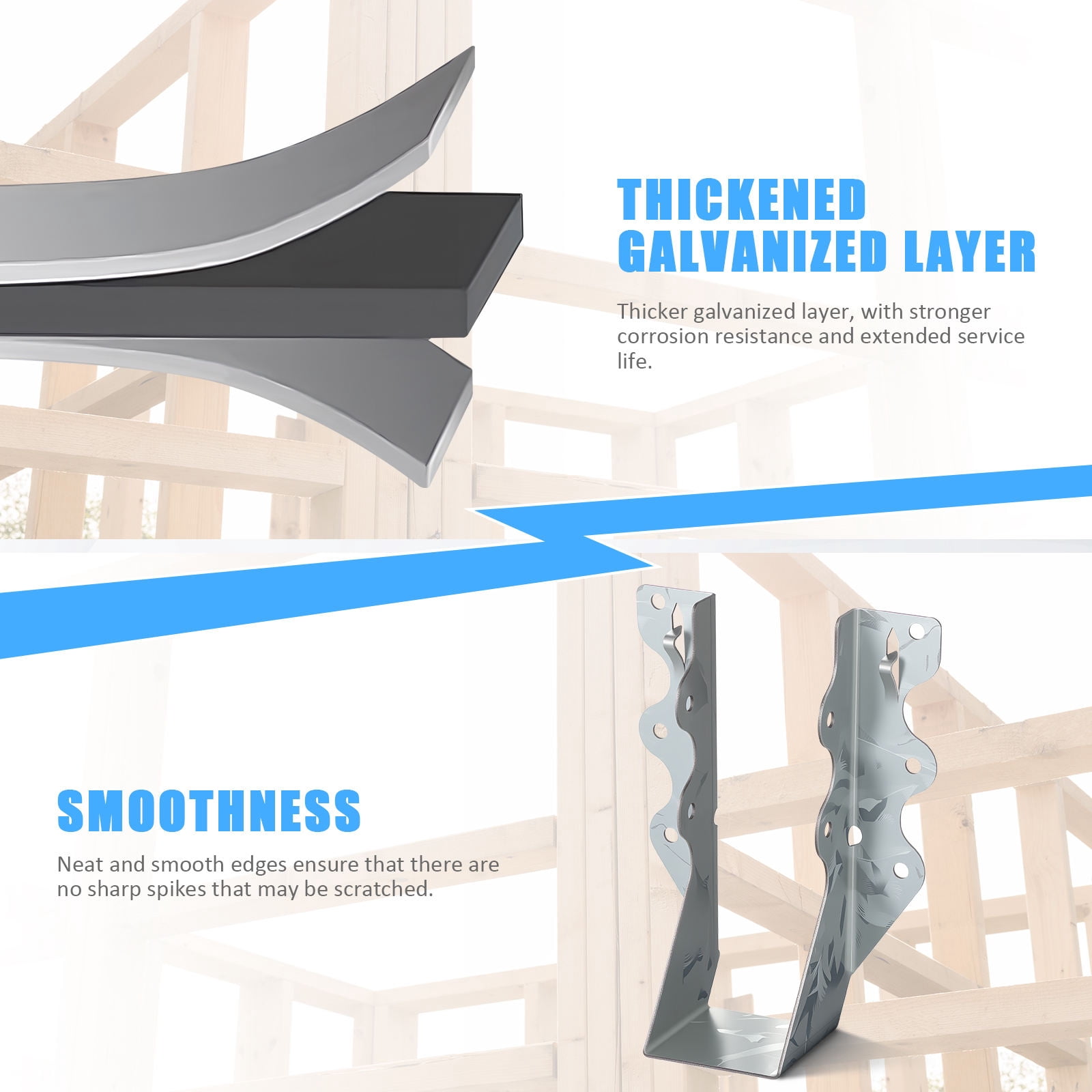 CTIRCHIU 20pcs Silver Galvanized Steel Wood Beam Hanger Bracket Assembly for Support in Outdoor Construction