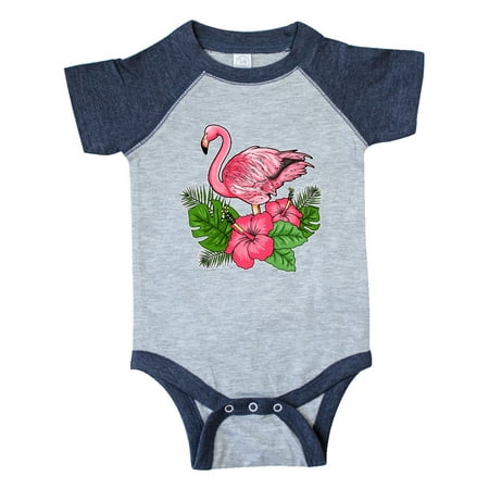 

Inktastic Flamingo with Tropical Flowers Gift Baby Boy or Baby Girl Bodysuit