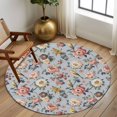 thumbnail image 2 of Round Rugs 6 Ft, Vintage Spring Floral Non Slip Area Rugs for Kitchen Bedroom Entryway, Farmhouse Flowers Blue Vintage Washable Carpet Runner Rug Floor Mats for Bedroom Home Decor, 2 of 8