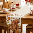 thumbnail image 2 of Squirrel Fall Table Runner Linen Burlap Table Runner 72 Inches Long Thanksgiving Branches Berry Rustic Dresser Scarves for Kitchen Island Coffee Dining Room Party Wedding Holiday Decoration 14"x72", 2 of 8