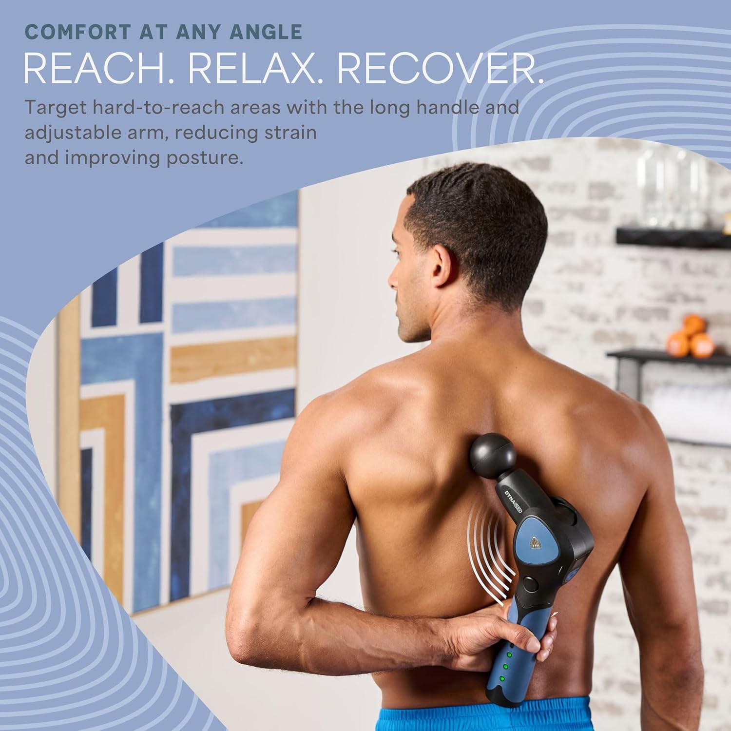 LifePro Dynaflex Massage Gun – Deep Tissue Handheld Massager Gun for Muscle Recovery with 10 Heads & Travel Case – Portable Percussion Massage Gun for Athletes - Blue